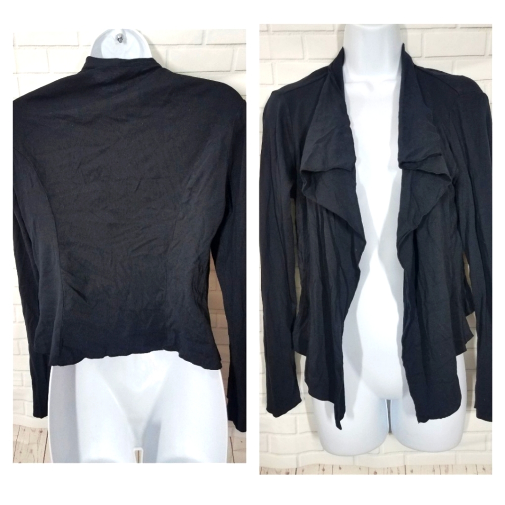 Barbara Lesser Fibers Black Open Cardigan Sweater